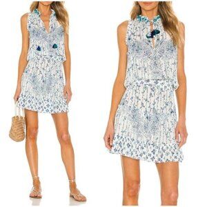 NWT Poupette St. Barth Clara Blue Parrot Mini Dress size L